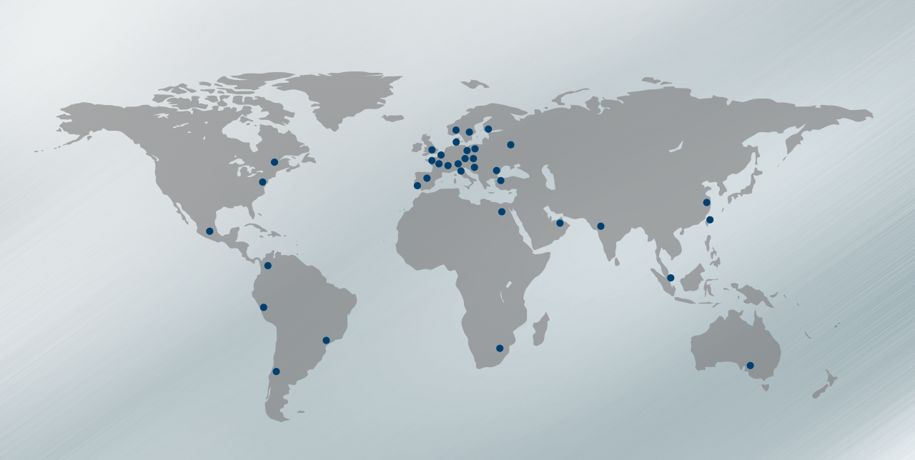Map of the AERZEN service centres around the world