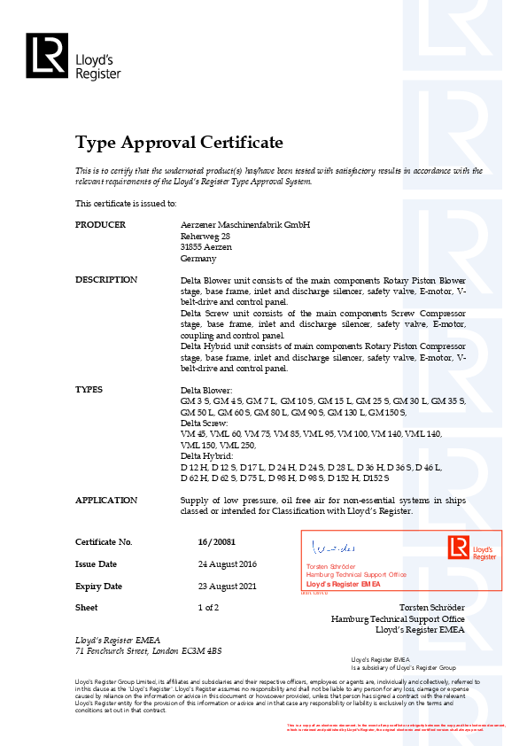 Certyfikat okrętowy Lloyds Register